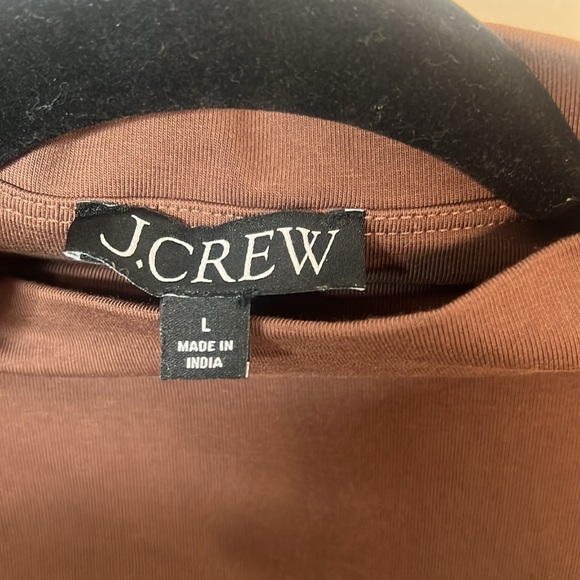 J. Crew  Sleeveless  Pocket Fitted Mock Neck Poplin skirt Brown Maxi Sundress  L - Picture 3 of 7
